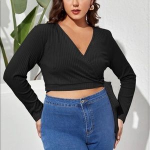 shein plus side tie wrap top